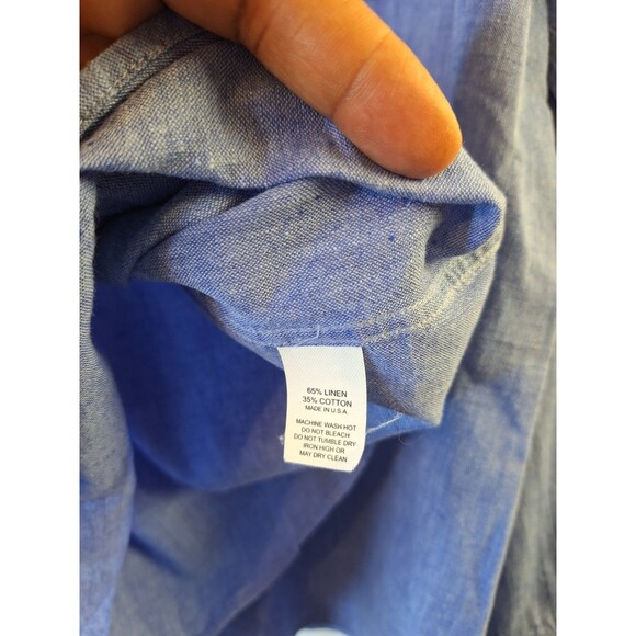 GITMAN BROS. Linen Cotton Button Down Shirt Men's Sz XL Blue L/S Preppy Coastal - Picture 9 of 9